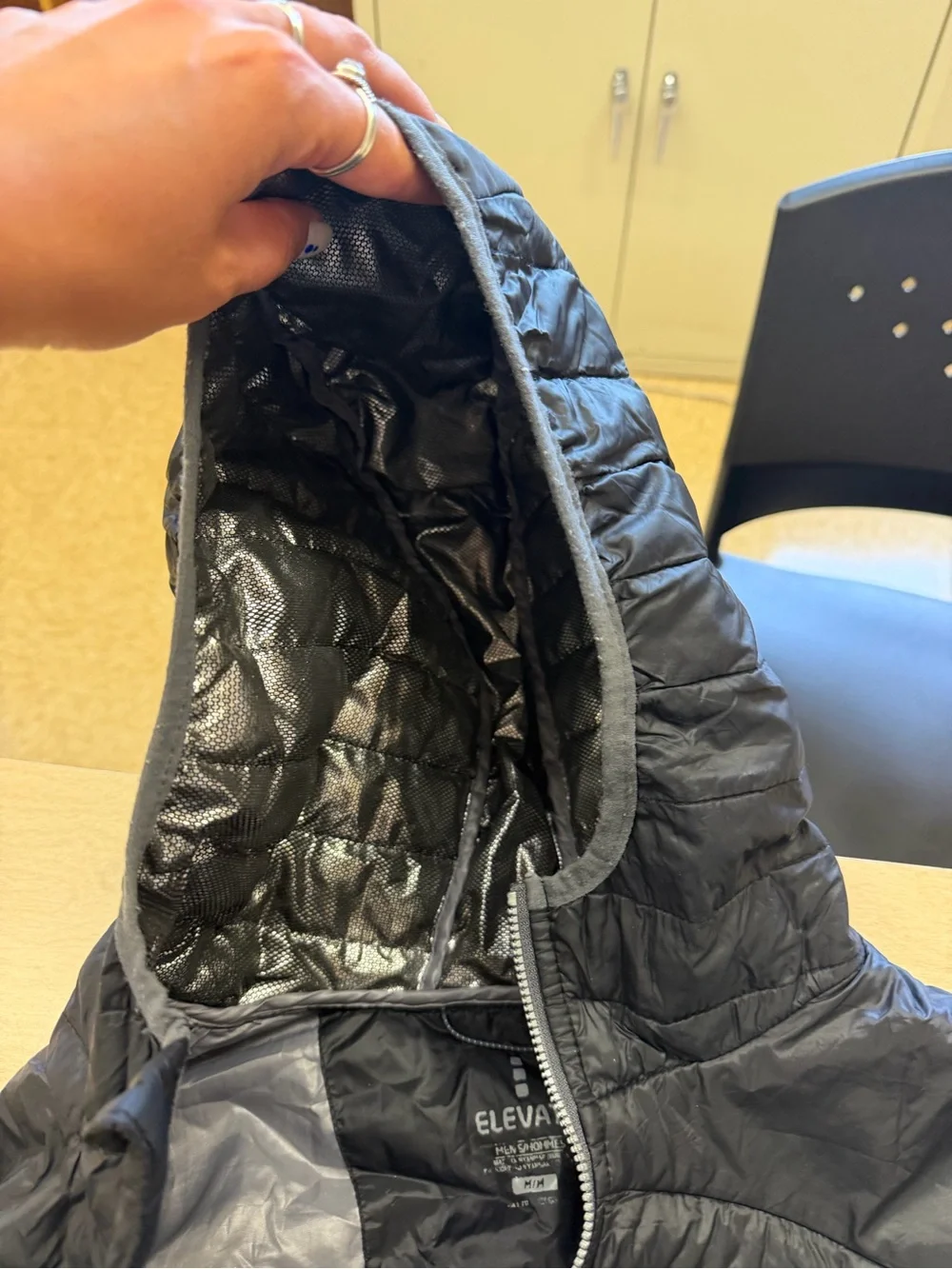 Elevate Men's Quilted Hooded Jacket in Black